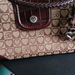 Brown Heart Patterned Women's Bag